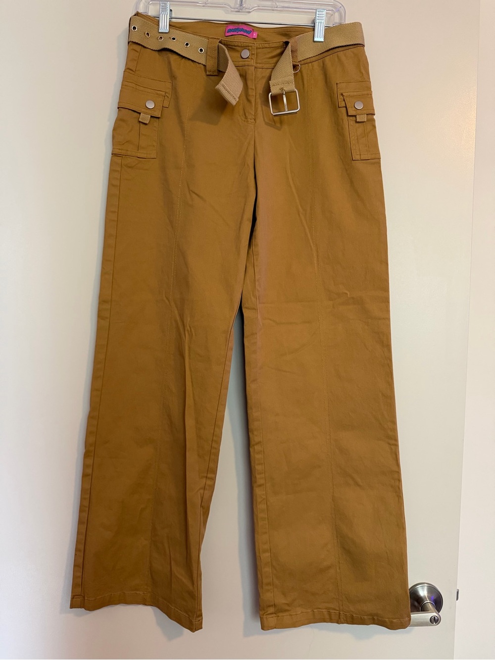 Edikted Wide Leg Cargo Pants with Belt - Camel